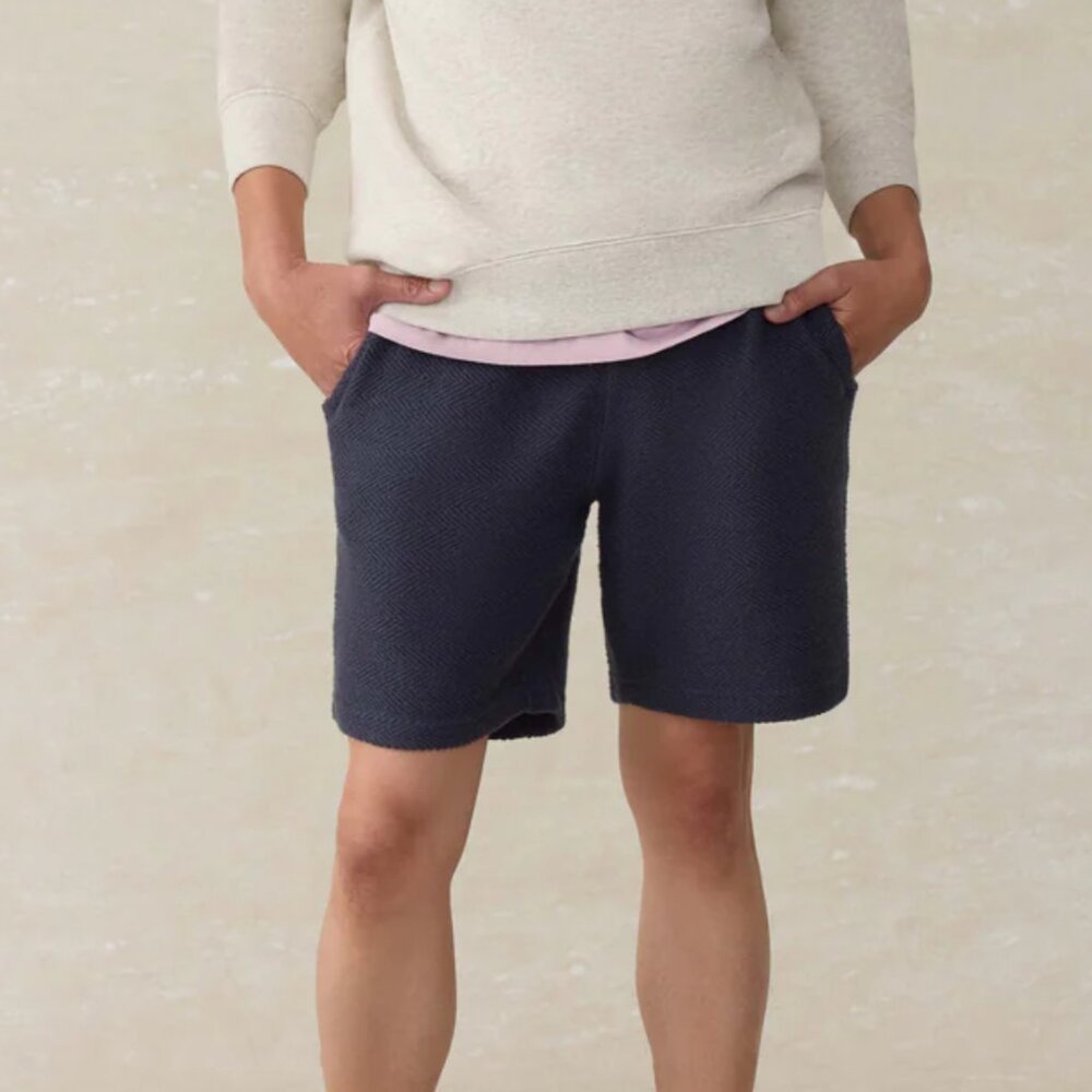 Faherty Brand Whitewater Sweatshort - Men's Medium - Navy Blue - NWT